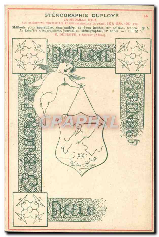 Sténographie Duployé — Méthode et journal — éditeur F. Duployé, à Sincure (Ain)
