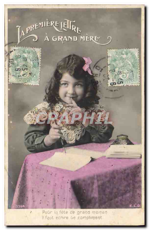 CPA Fantaisie Enfant Ecriture Plume