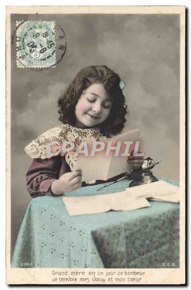 CPA Fantaisie Enfant Ecriture Plume