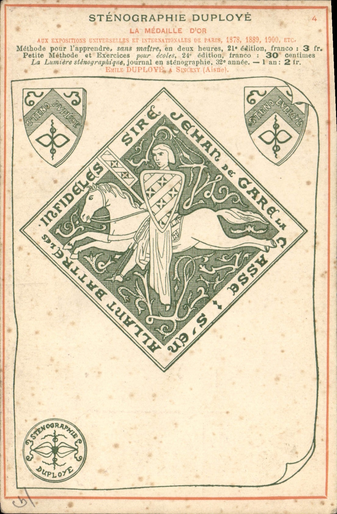 Sténographie Duployé — Méthode et exercices — Émile Duployé, Sinceny (Aisne)