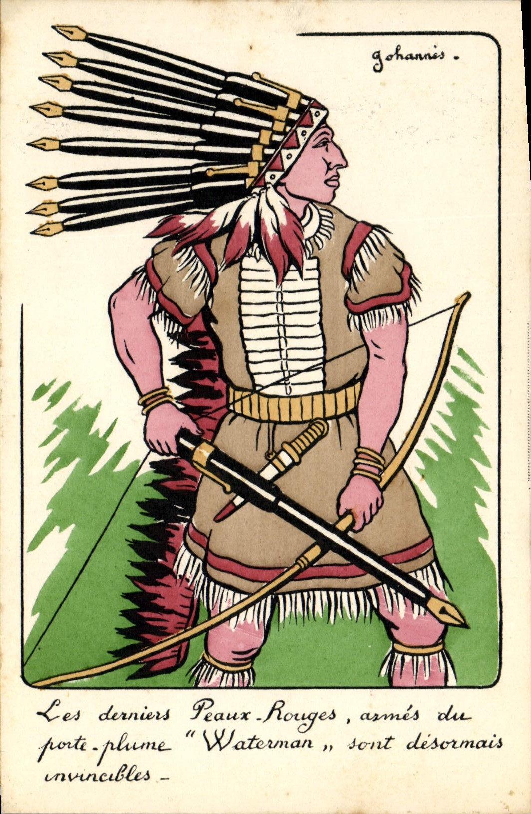 CPA Ecriture Les derniers Peaux Rouges Indiens Waterman TOP 