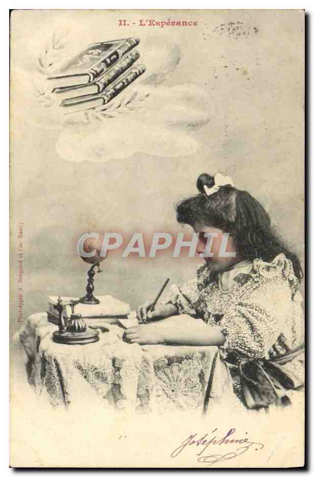 CPA Fantaisie Enfant Ecriture Plume