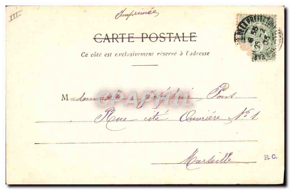 CPA Fantaisie Enfant Ecriture Plume — Verso