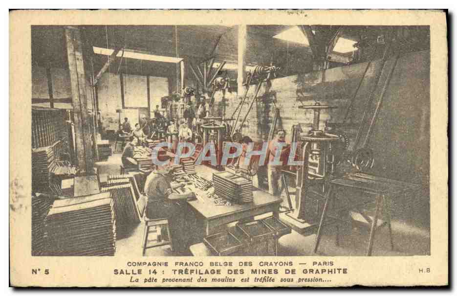 CPA Compagnie Franco belge des crayons Paris Trefilage des mines de graphite Rue St-Jacques Paris 