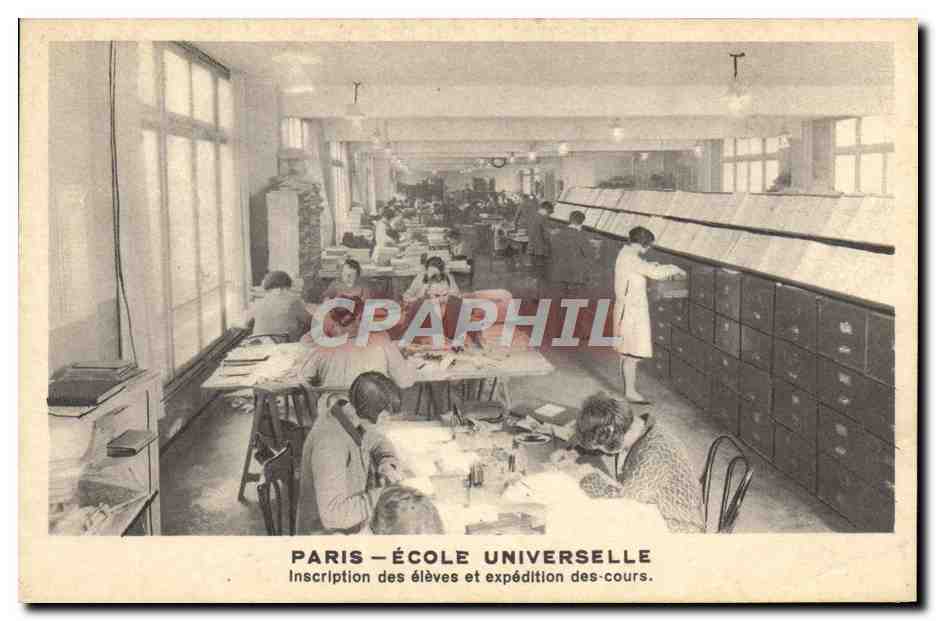 PARIS — ÉCOLE UNIVERSELLE — Inscription des élèves et expédition des cours.