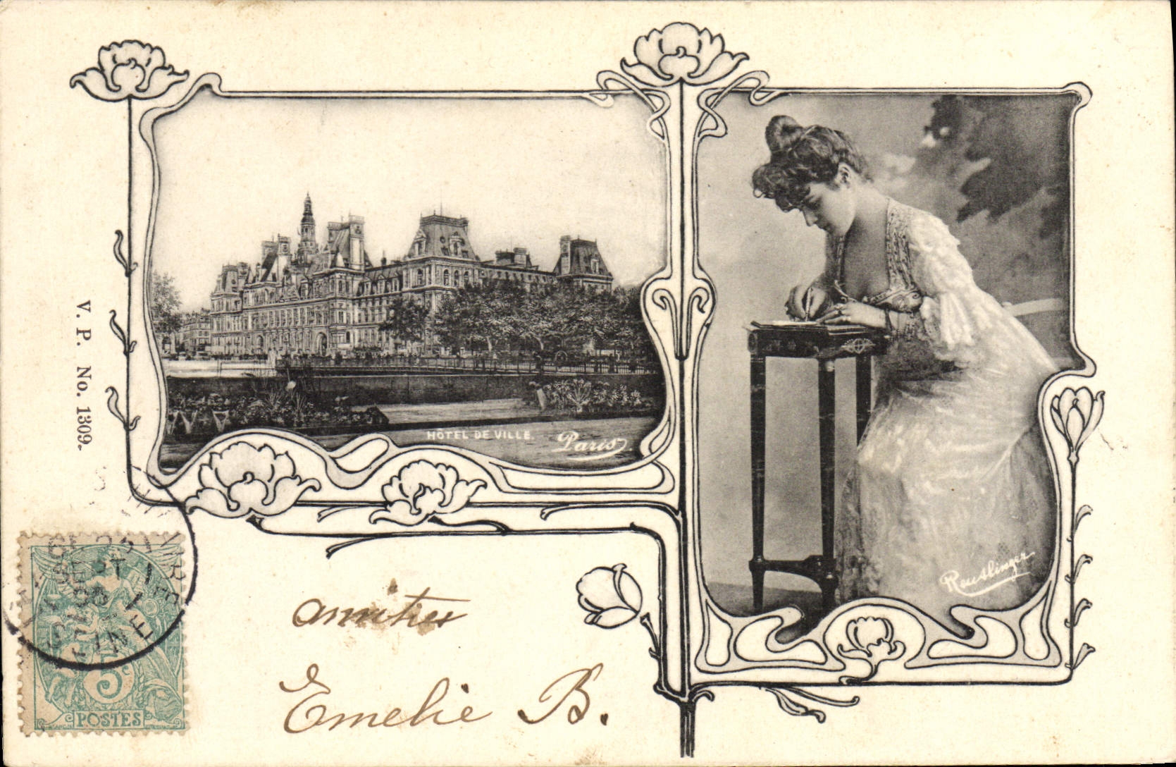 CPA Fantaisie Femme Paris Hotel de Ville 