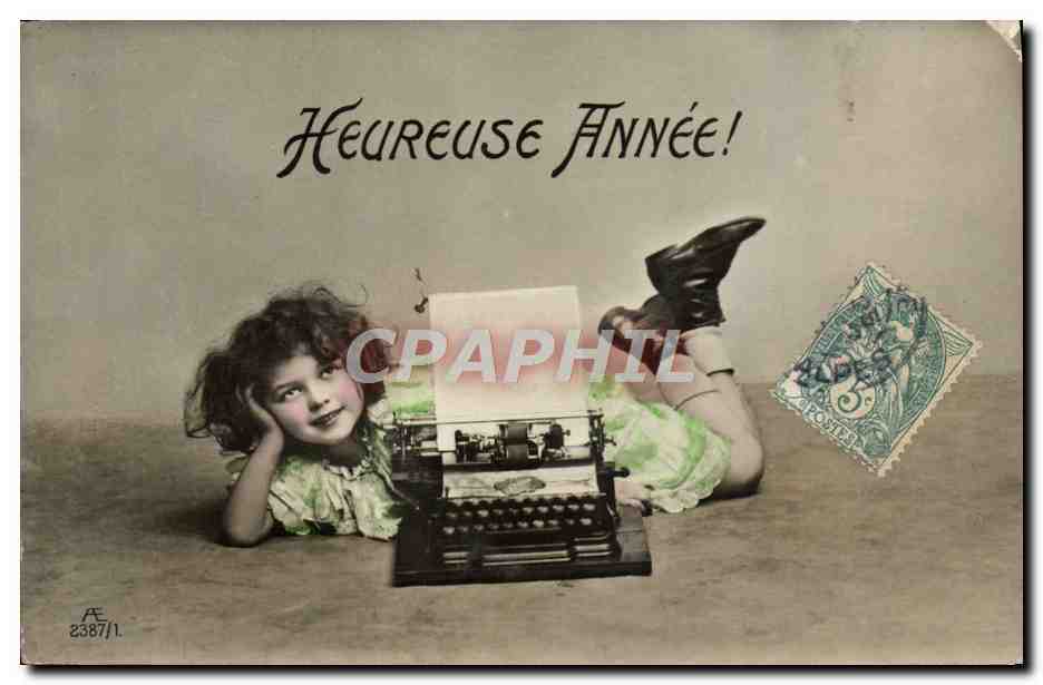 CPA Fantaisie Machine a ecrire Enfant