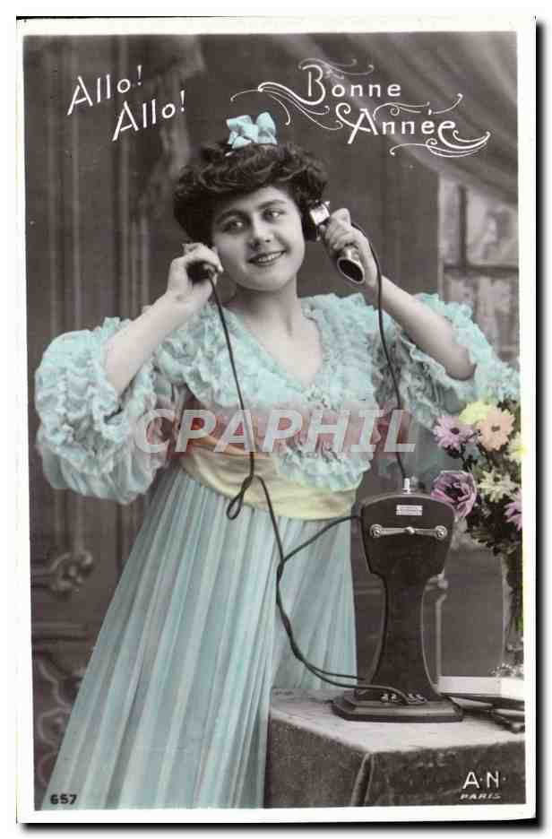 CPA Fantaisie Telephone Femme