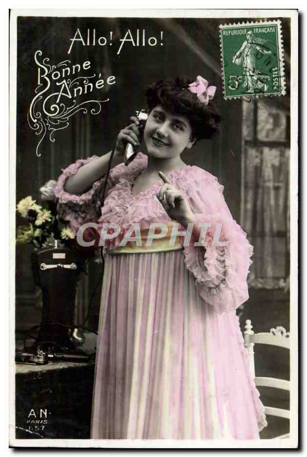 CPA Fantaisie Telephone Femme