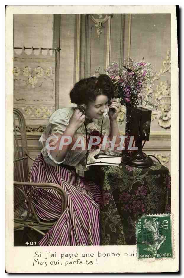 CPA Fantaisie Telephone Femme