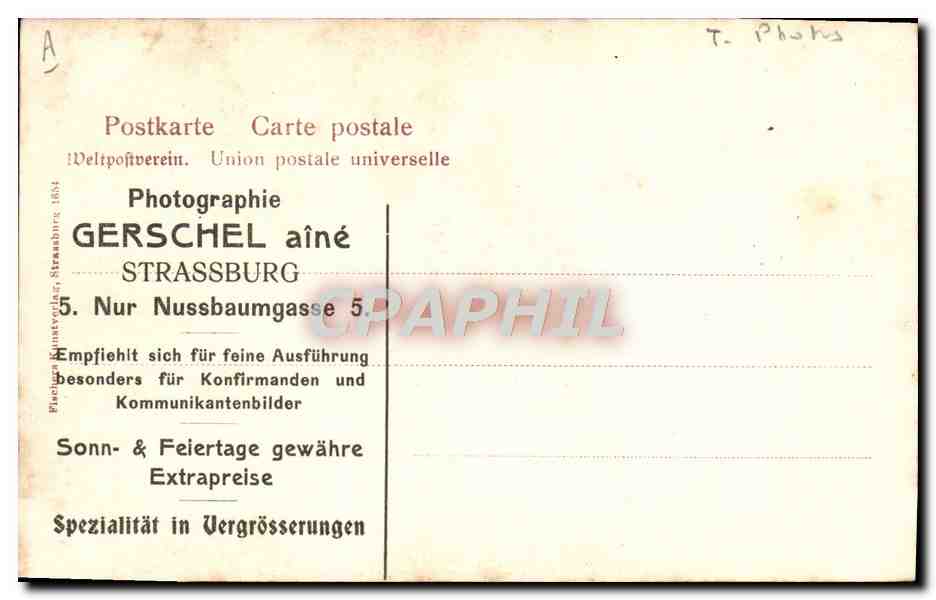 CPA Strassburg Vater Rhein Photographie Gerschel aine Strasbourg — Verso