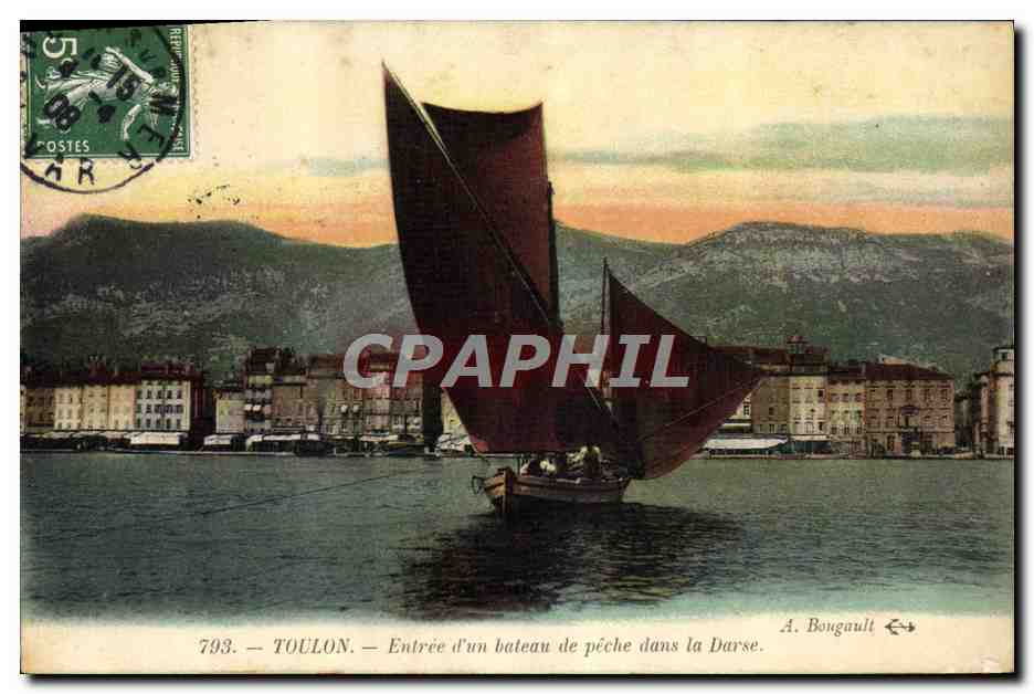 Toulon — Entrée d'un bateau de pêche dans la Darse — A. Bongault n°793