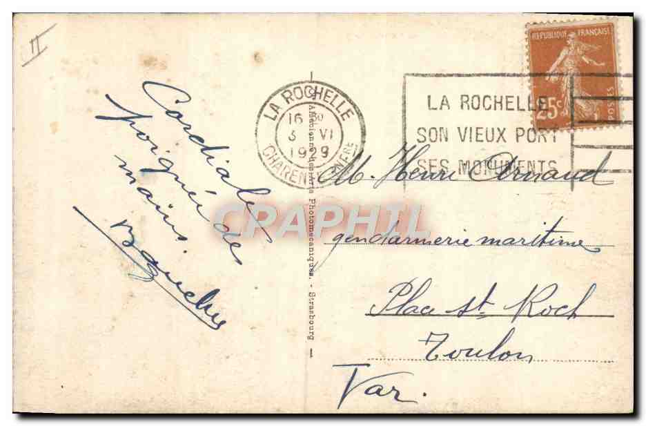 La Rochelle - L'Avant-Port — vue portuaire avec voiliers et tour de la citadelle — éditeur non identifié, n° de série 9 — Rückseite