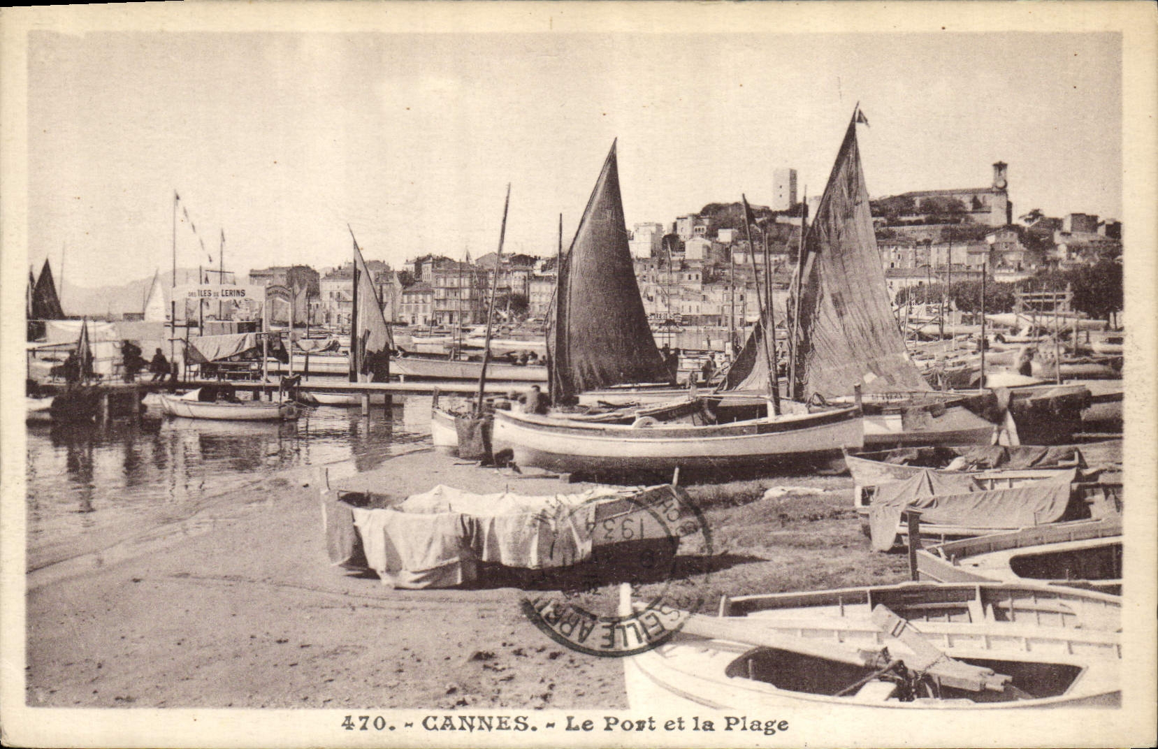 CANNES — Le Port et la Plage — J. GILLETTA, Nice, n° 470