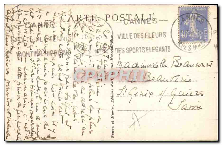 CPA Bateau Peche Cannes Le port et le Mont Chevalier — Reverso