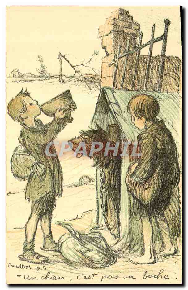 CPA Fantaisie Illustrateur Poulbot chien