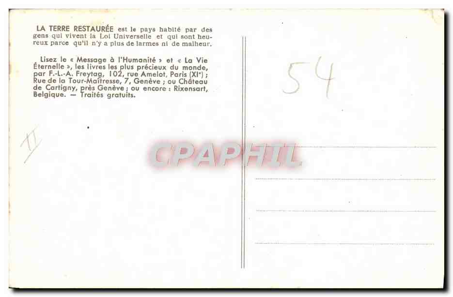 CPA Le bonheur de la terre restauree — Rückseite