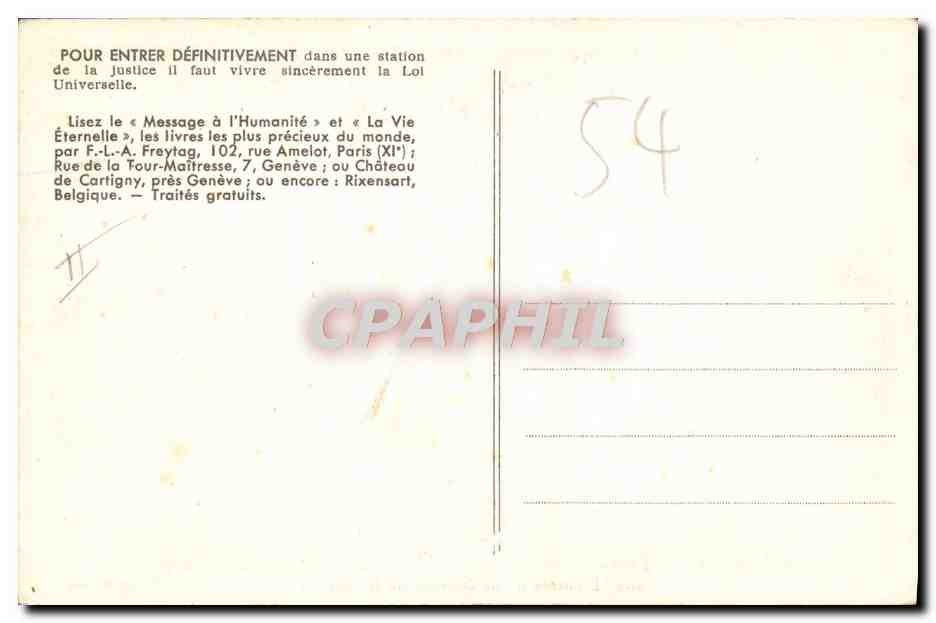 CPA L'entree d'une station de la justice — Rückseite