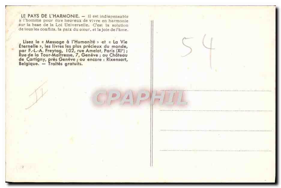 CPA L'harmonie du Royaume — Rückseite