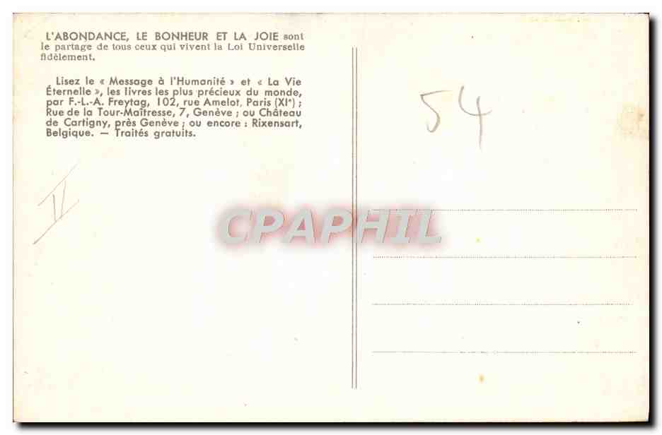 CPA le chateau de l'abondance — Rückseite