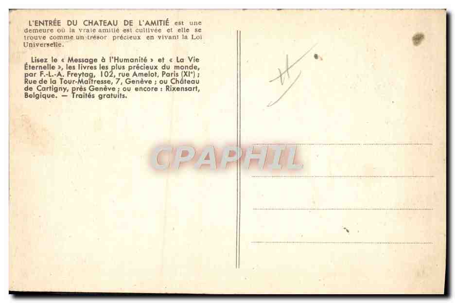 CPA L'entree du chateau de l'amitie — Rückseite