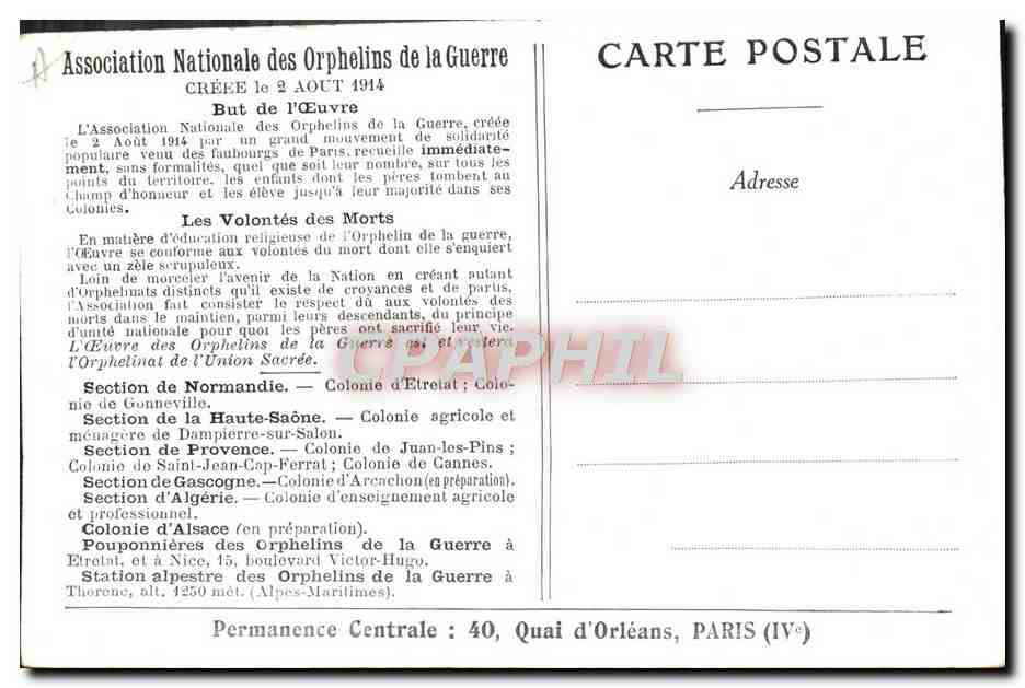 CPA Orphelins de guerre Deux lettres qui resteront sans reponse — Rückseite