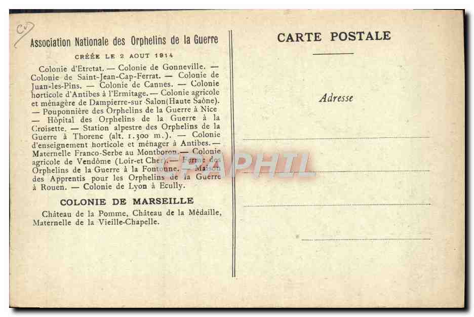 Antieke ansichtkaart Oorlogsbloed Augustus 1914 Op de terras van het kasteel van de Aap — Achterkant