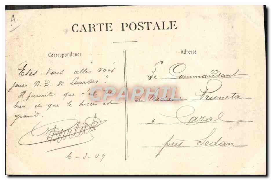 CPA Cercle ouvrier Saint Thomas Reims 1909 Jeanne d'Arc Jeanne prie avant la bataille — Verso