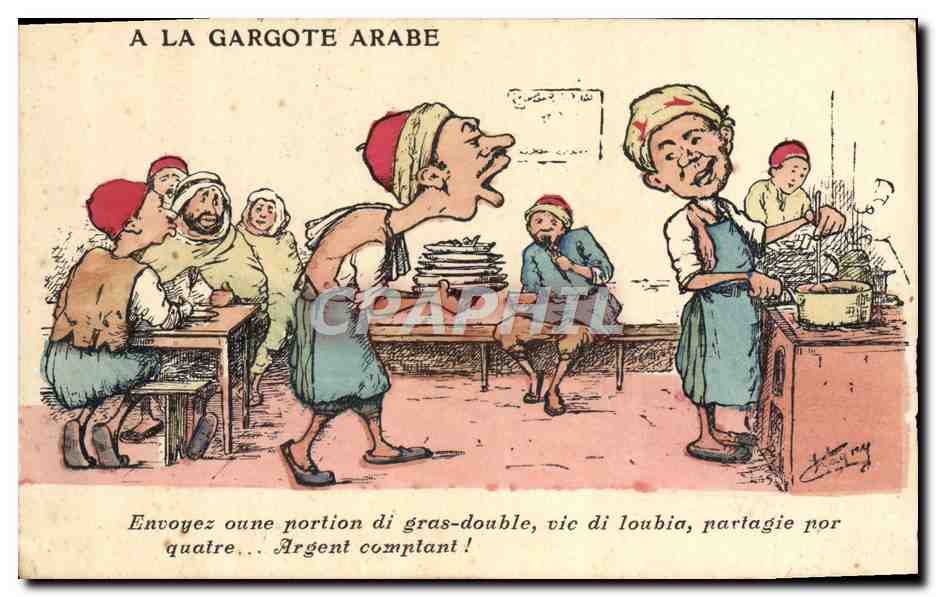 CPA Fantaisie Illustrateur A la gargotte arabe 