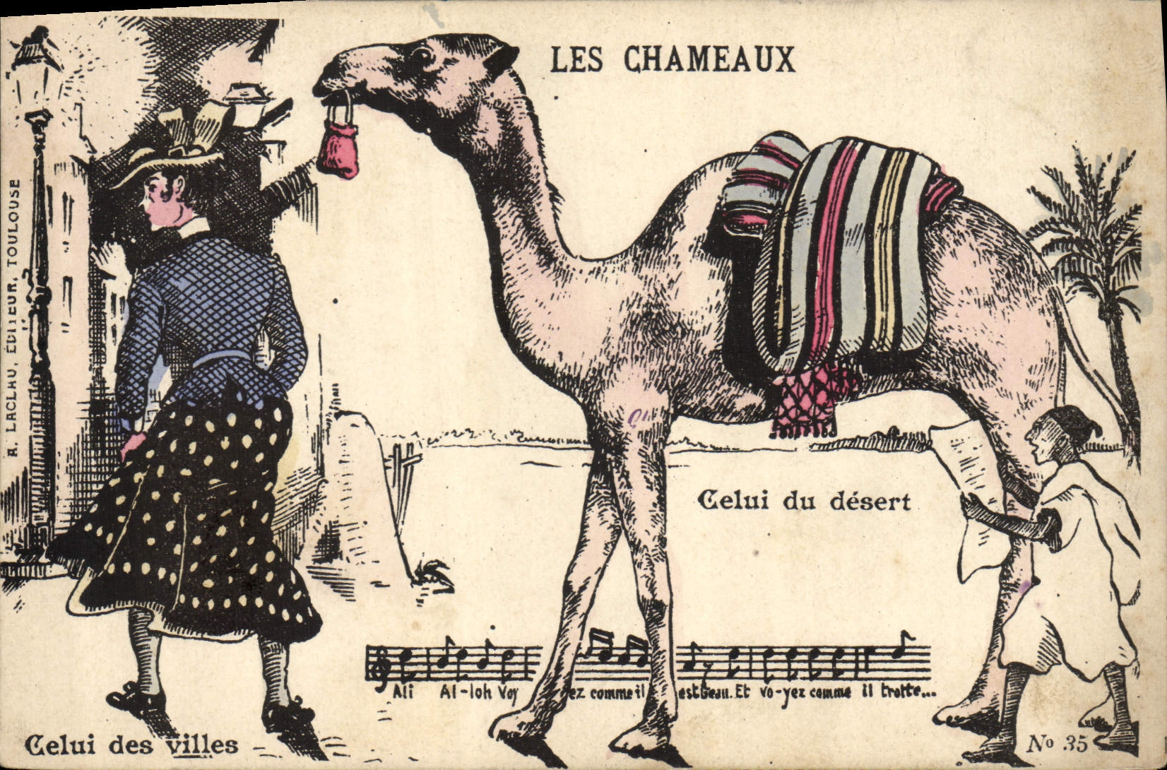 CPA Fantaisie Illustrateur Les chameaux Celui du desert 