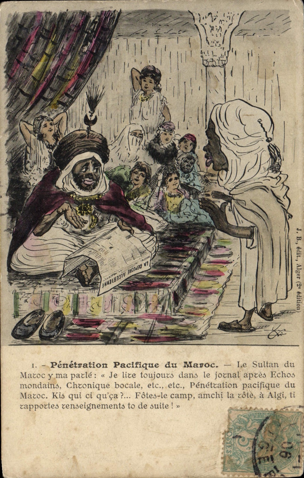 CPA Fantaisie Illustrateur Penetration pacifique du Maroc 