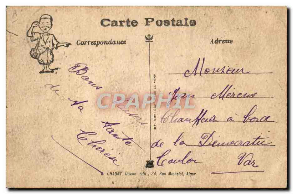 CPA Fantaisie Illustrateur Tremblements de terre en Algerie  — Rückseite