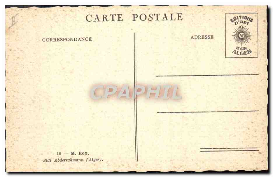 CPA Fantaisie Illustrateur M Roy Sidi Abderrahmann Alger  — Rückseite