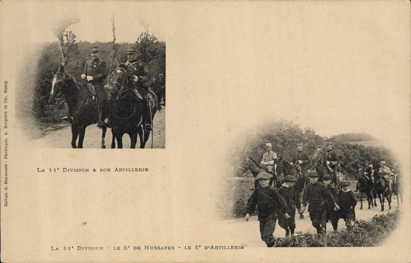 CPA Militaria La 11eme division et son artillerie Hussards Artillerie