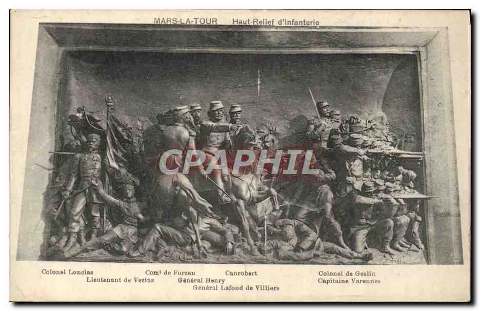 CPA Militaria Mars la Tour Haut relief d'infanterie 