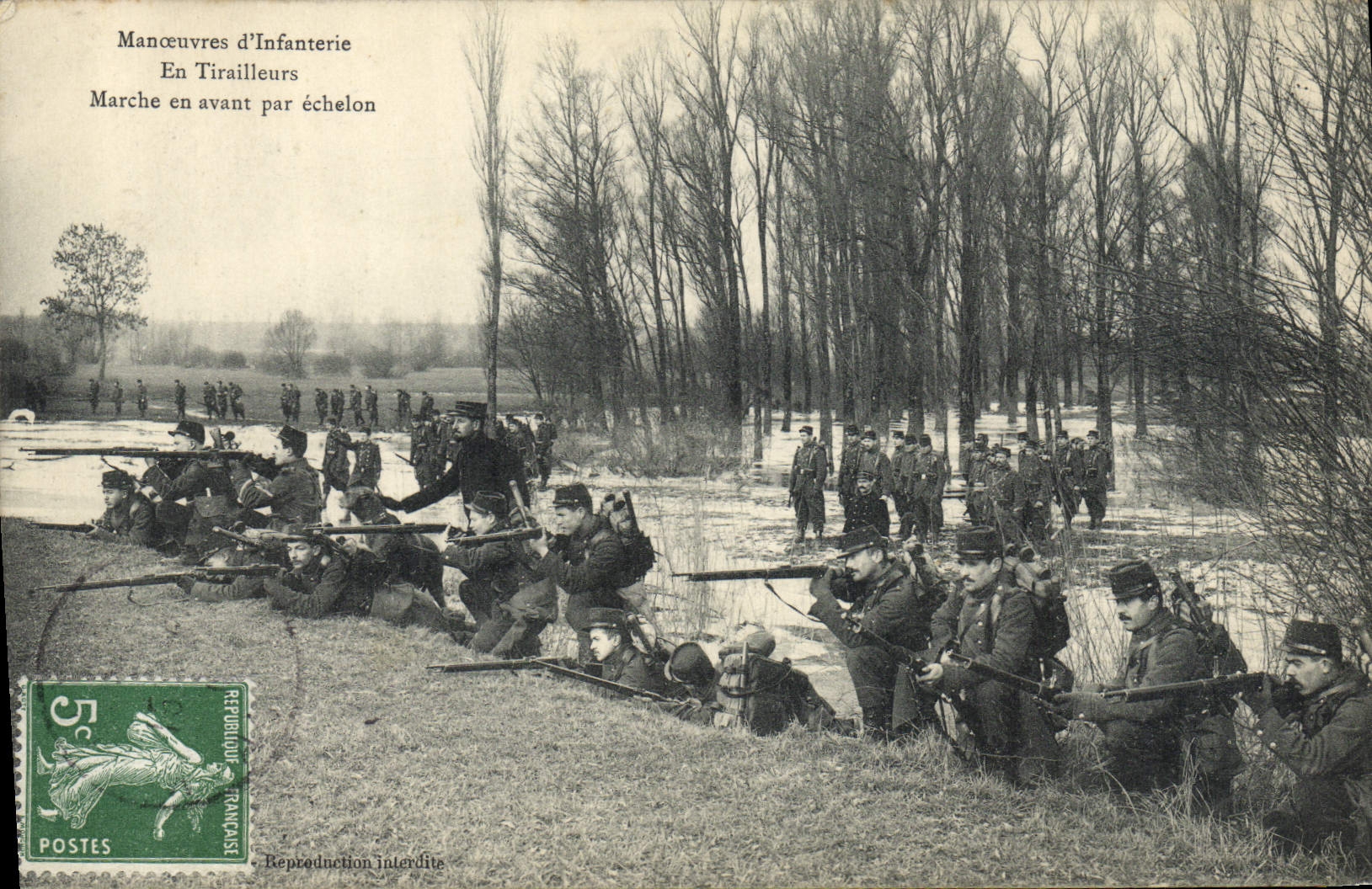 Manceuvres d'Infanterie — En Tirailleurs, Marche en avant par échelon — Reproduction interdite