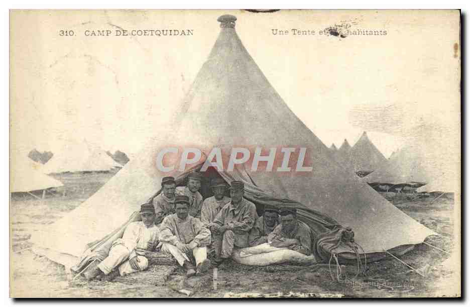 Camp de Coetquidan — Une Tente et ses Habitants — Éditeur non identifié, n° 310