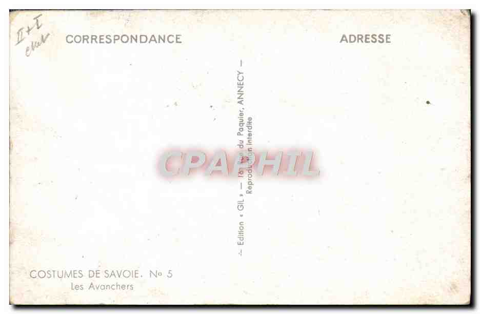 CPA Folklore Savoie les Avanchers — Rückseite