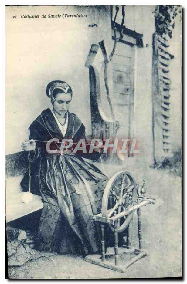 CPA Folklore Savoie Tarentaise Fileuse