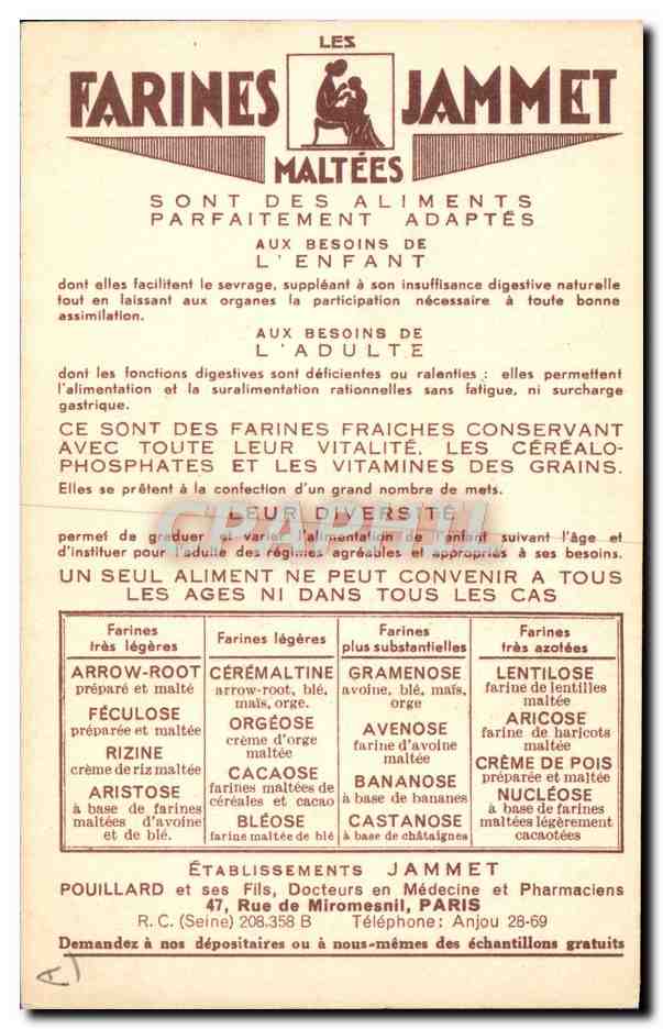 CPA Folklore Les farines Jammet la Savoie  — Verso