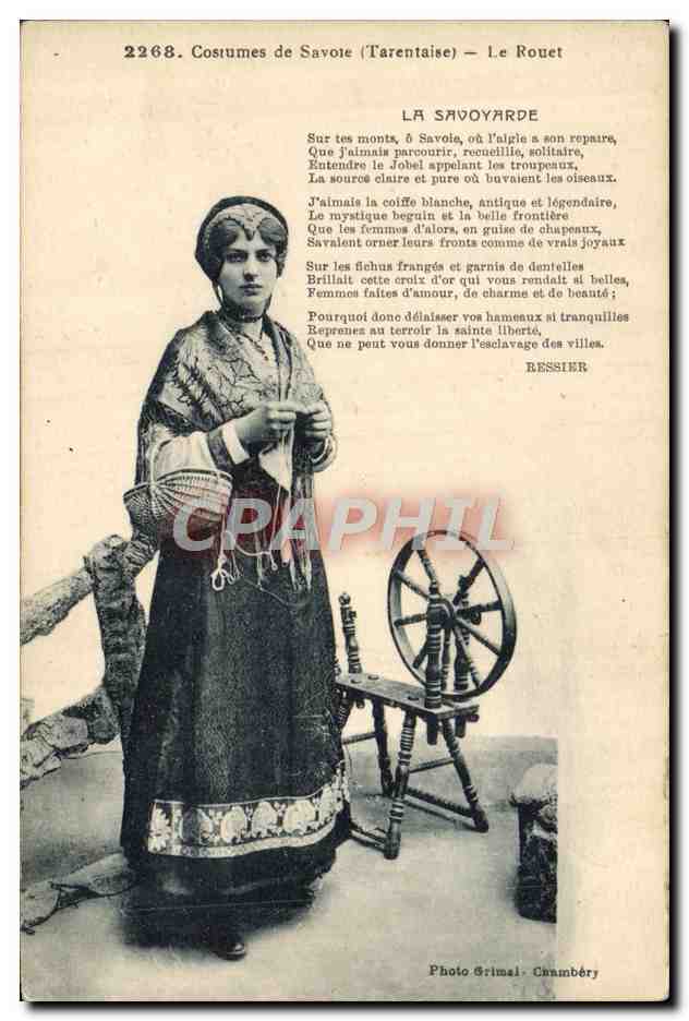 CPA Folklore Savoie Tarentaise Le rouet Fileuse 
