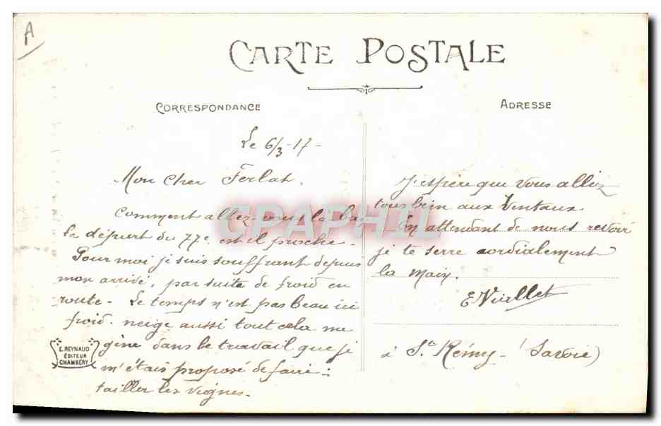 CPA Folklore Savoie Saint Jean d'Arves Ange — Verso