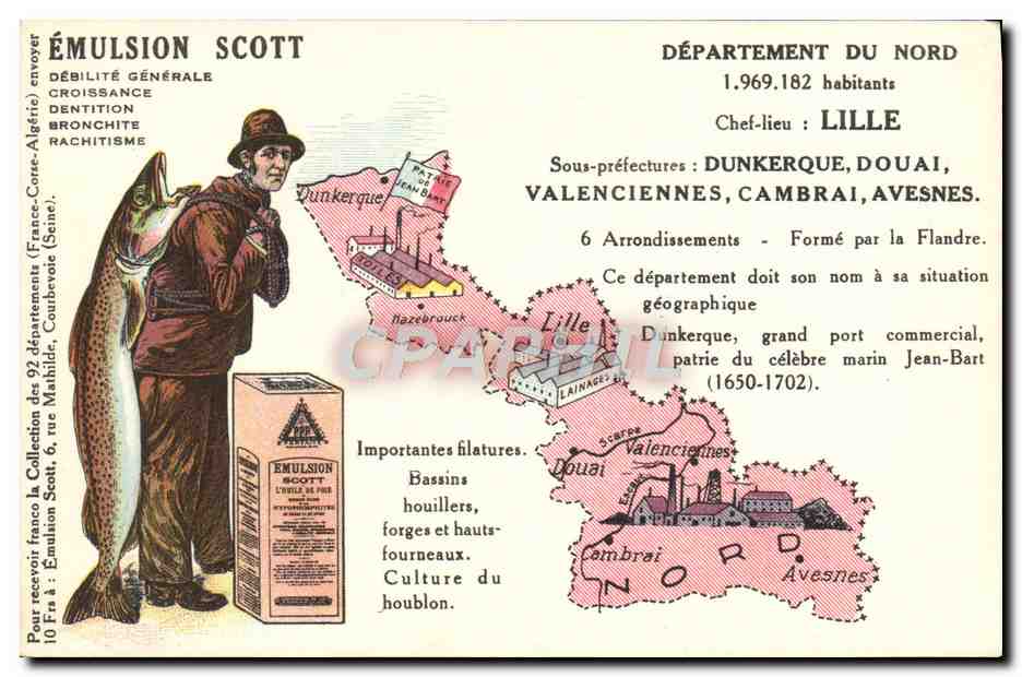 Departement Nord — geografische und industrielle Karte — Scott Emulsion