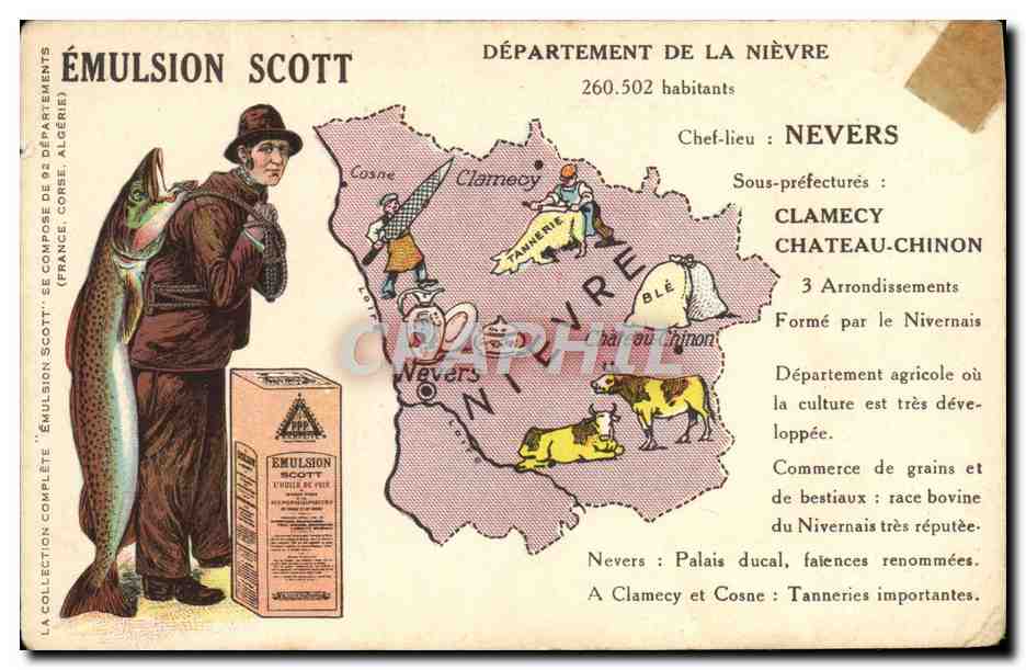 Département de la Nièvre — Émulsion Scott — carte publicitaire