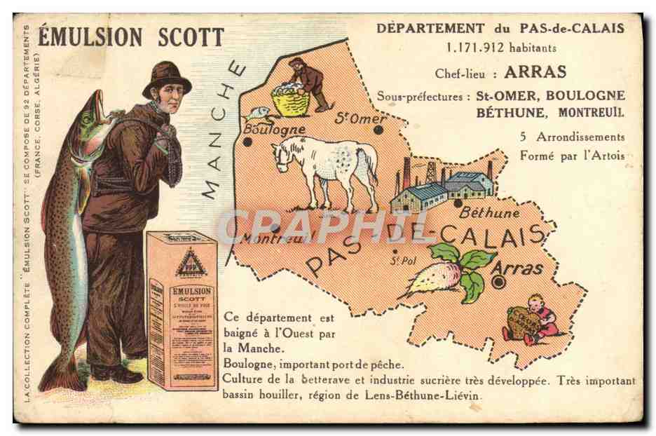 CPA Emulsion Scott Departement Pas de Calais Arras St Omer Boulogne Bethune Montreuil