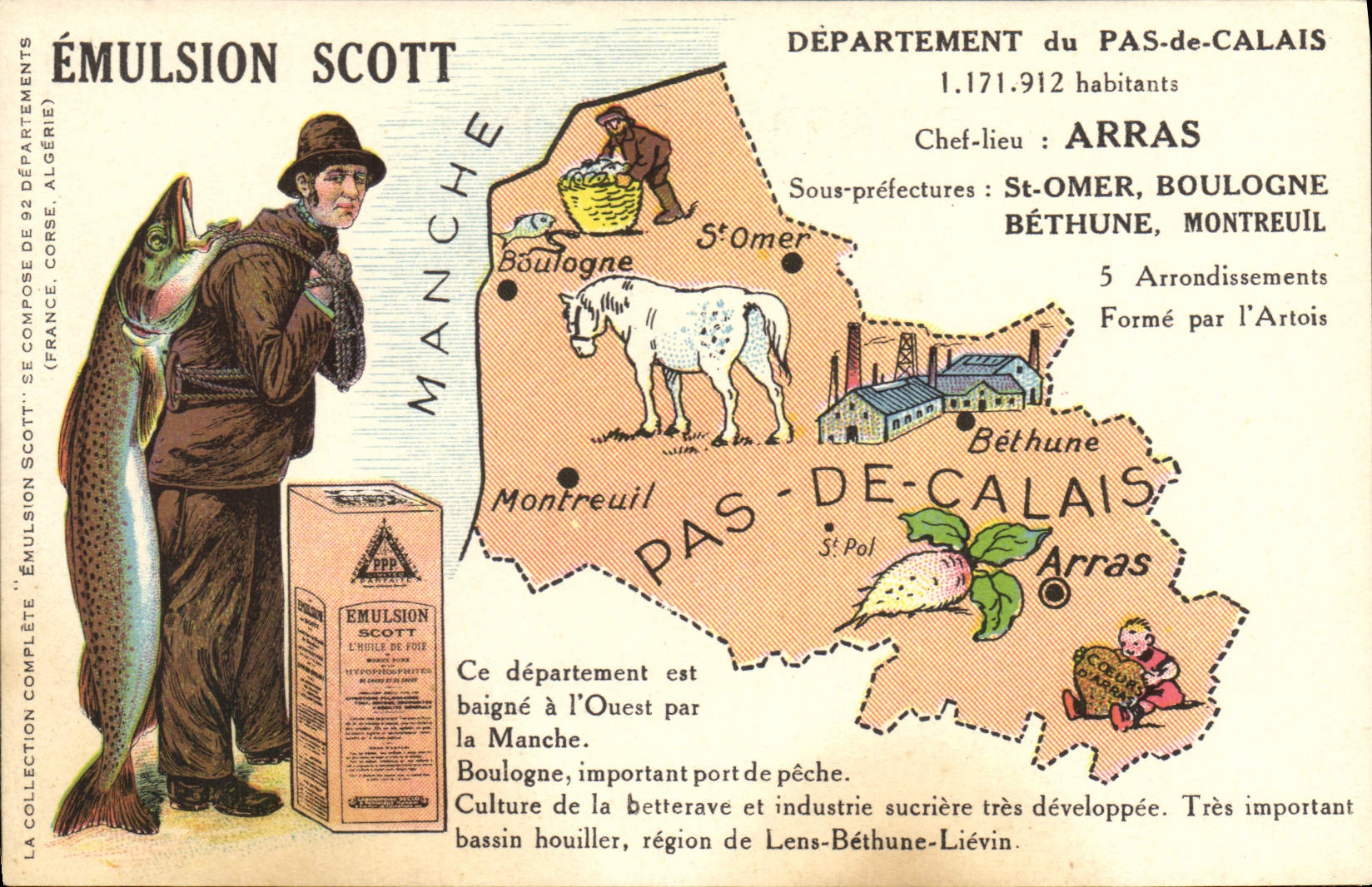 Département du Pas-de-Calais — Émulsion Scott — carte publicitaire