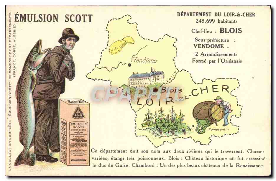 Département du Loir-et-Cher — Émulsion Scott — carte postale publicitaire
