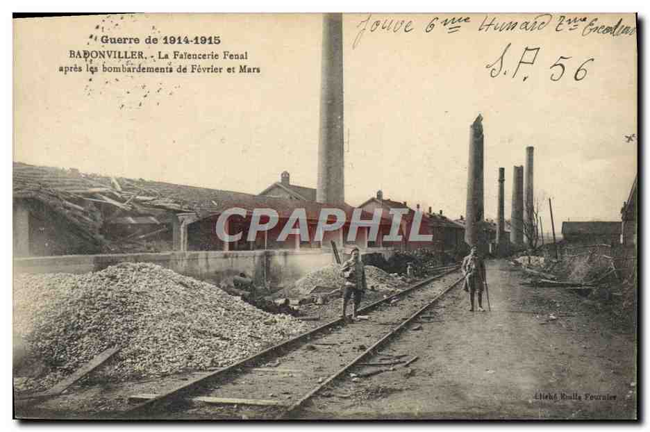 Badonviller — La Faïencerie Fenal après les bombardements de Février et Mars — Édité par Léon K. Fournier