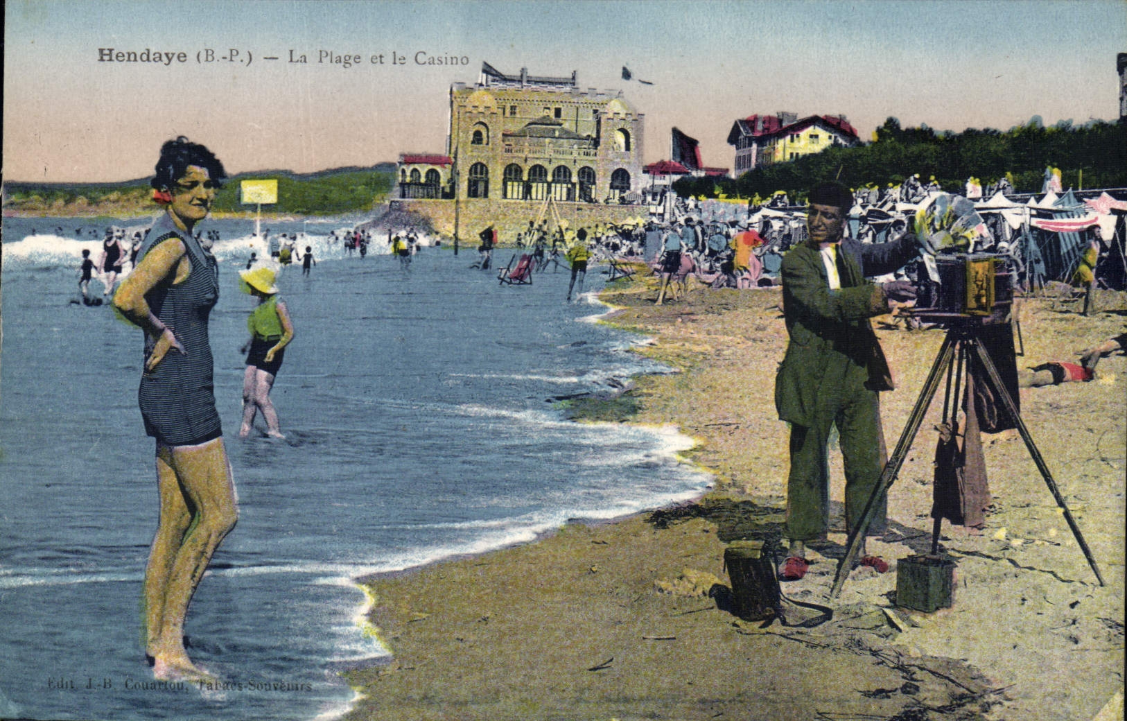 CPA Photographie Hendaye La plage et le casino