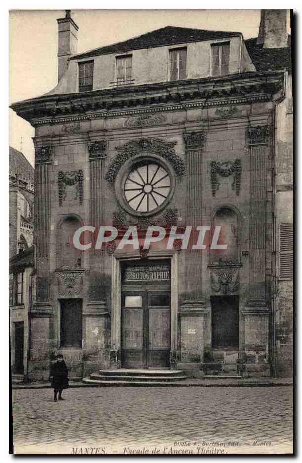CPA Photographie Mantes Facade de l'ancien theatre 